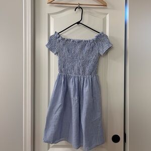 Altar'd State Blue and White Striped Off-the-Shoulder Dress